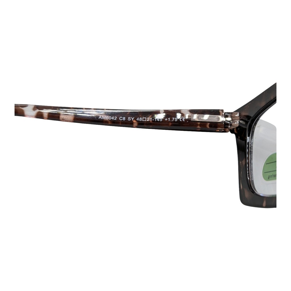 Amomomaeyewear Tortoise Shell Square Reading Glasses AM6042 C8 +1.75 Blue Light - Picture 3 of 5